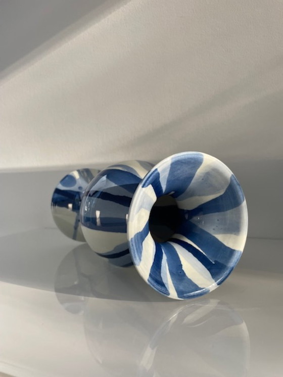 Image 1 of Handmade goblet vase with unique dripping pattern