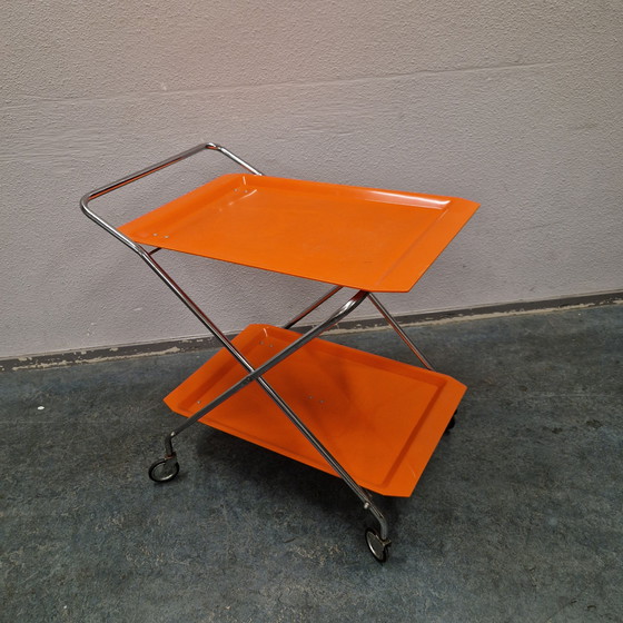 Image 1 of Carrello da tè arancione vintage Barcart degli anni '70