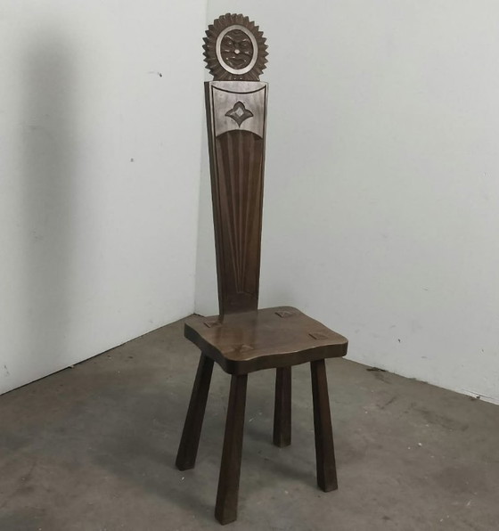 Brutalist Modern Sun Sculptured Chair, 50s – Stools, Wood, Vintage (photo 2 of 5)