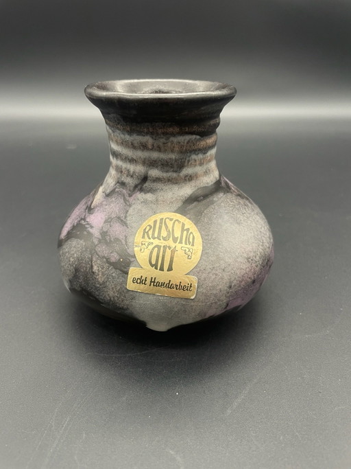 Ruscha Art 880 – Kleine Vintage-Keramikvase mit marmorierter Glasur – West Germany KI