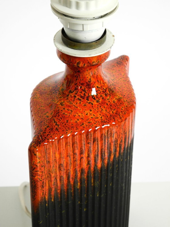 Image 1 of Unique 1960s ceramic table lamp in red and black by Kaiser Leuchten