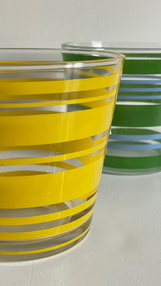 Image 1 of Pair of vintage screen-printed glass planters