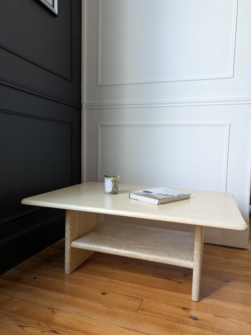 Italienischer Vintage Couchtisch aus Travertin