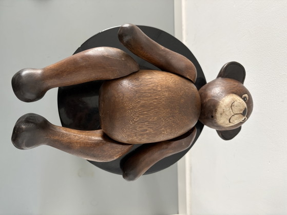 Image 1 of ours en peluche vintage en bois