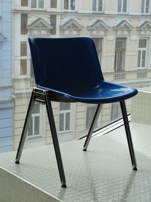 8x Vintage Design Stoel TECNO Modus SM203 - Origineel Italiaans Design - Blauw
