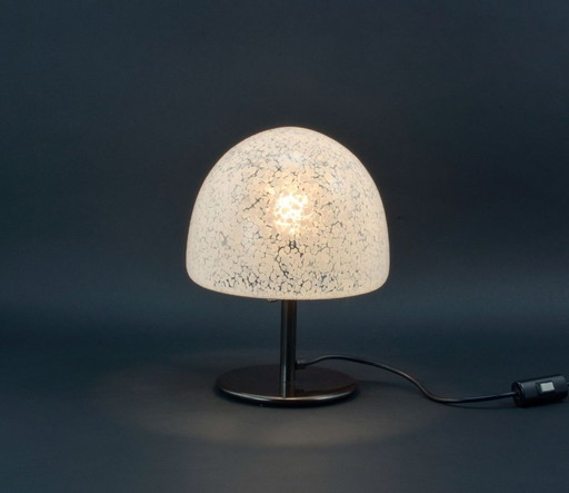 Rara lampada da tavolo a forma di fungo con vetro di Murano screziato attribuita a Barovier e Toso, Italia, anni '60.