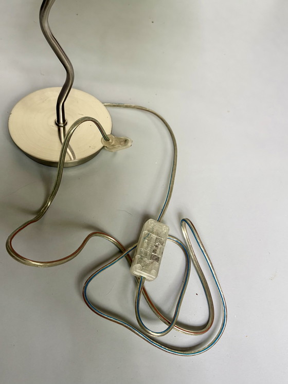 Image 1 of Vintage zigzag lamp with chrome base and fabric shade