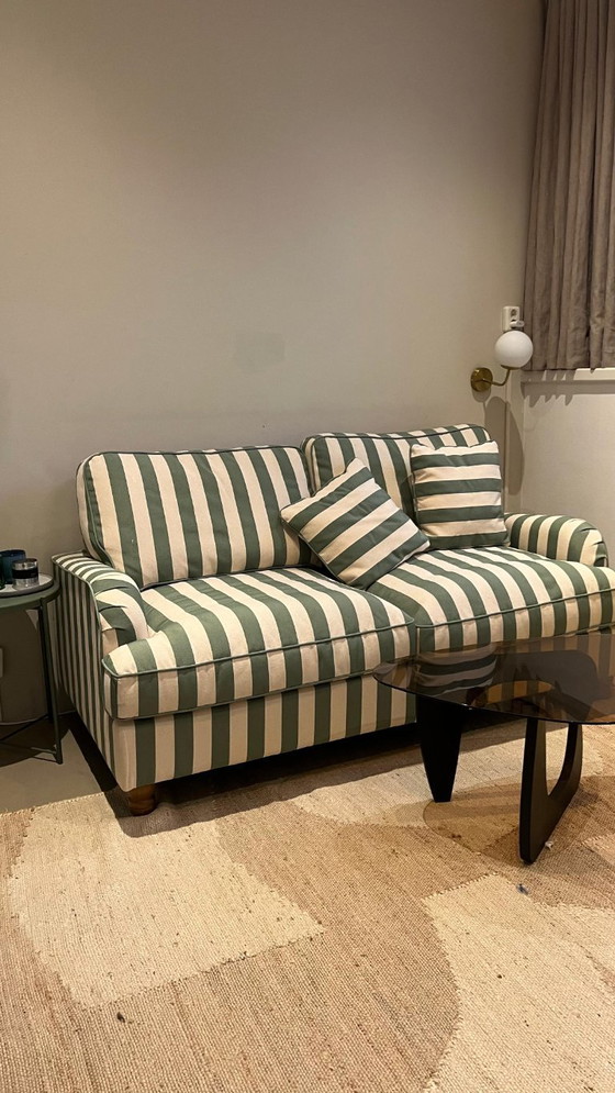 Image 1 of Striped Sofa Bed – Olive Green