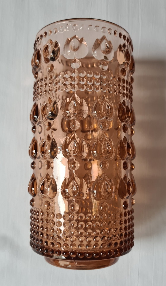 Pressed Glass Vase In Rosalin, Design Rudolf Jurnikl 1960s For Glassworks Rudolfova Huť / Sklo Union (Model (photo 4 of 13)