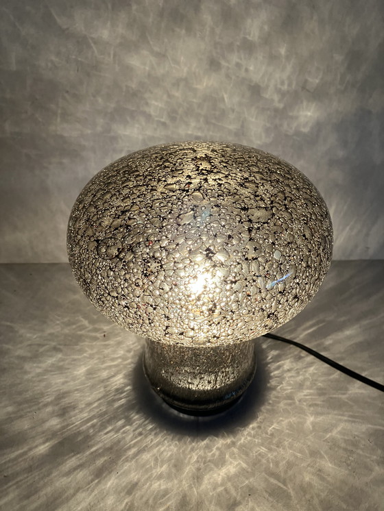 Image 1 of Peil und Putzler Vintage Bubble Glass Mushroom Table Lamp Black