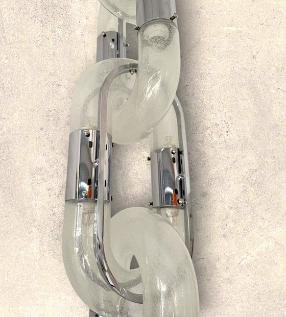 Image 1 of Chandelier Chain Murano Glass Metal by Aldo Nason for Mazzega