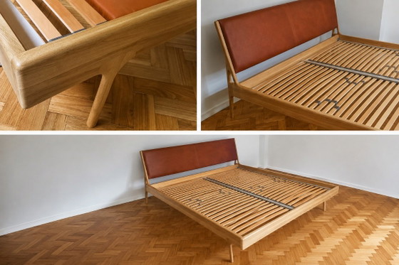 Letto Gazzda Fawn 180x200 - Rovere massello e pelle – Letti matrimoniali, Wood, Leather (photo 2 of 7)
