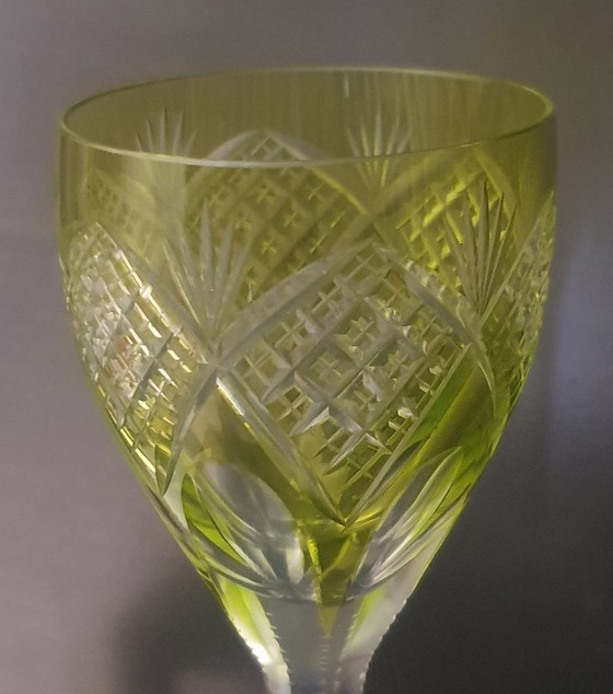 Image 1 of Set of 4 magnificent overlay crystal glasses – wine/goblet glasses – hand-cut – 21.5 cm