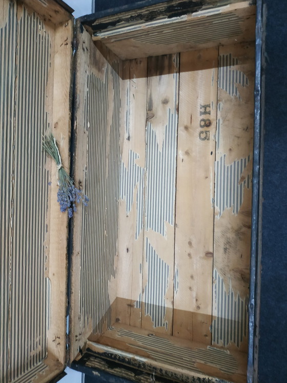 Image 1 of Original Antique Travel Cabin Case Metal/Wood