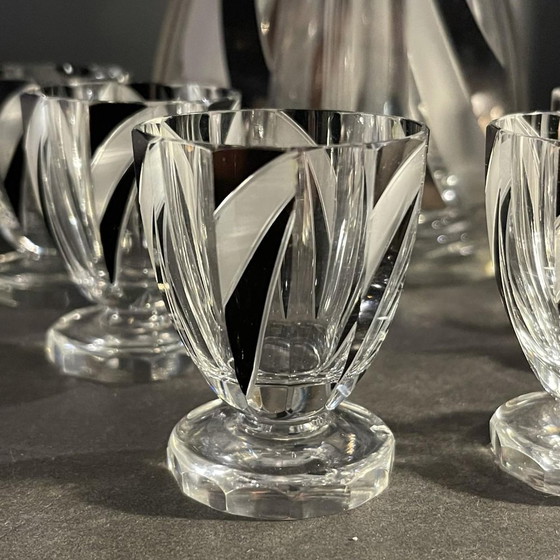 Liqueur Service in Cut Doubled Crystal by Karl Palda, 1930s, Set of 8 – Glass & Decanter, Glass, Art Deco (photo 5 of 12)