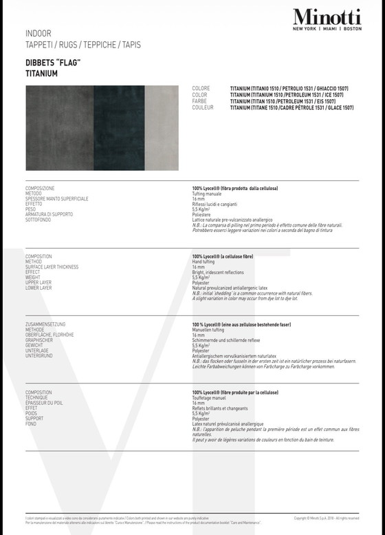 Image 1 of Tapis design Minotti « Dibbets Flag - Titanium » (4,45 x 6,75)