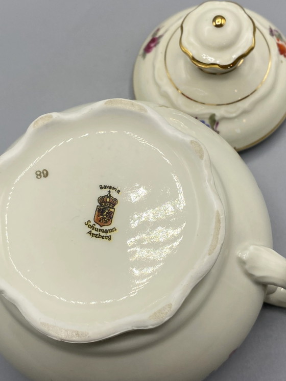 Schumann Arzberg Bavaria Polychrome Floral Porcelain Covered Sugar Bowl – Decorative Objects, Klassiek (photo 6 of 8)