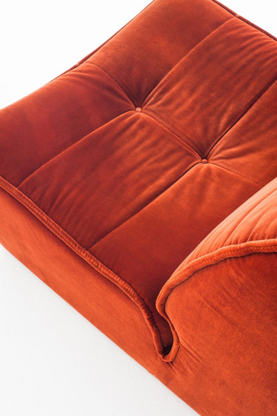 Fauteuil lounge vintage en velours. Distribué par Cinna. France, années 1980. – Velvet (photo 12 of 12)