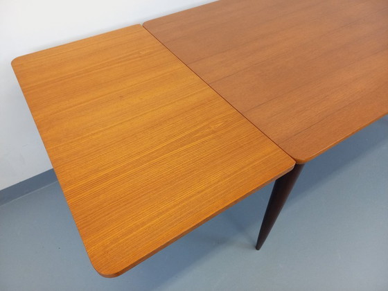 Image 1 of Rectangular Scandinavian-style vintage dining table from the 1950s/60s in teak with extensions