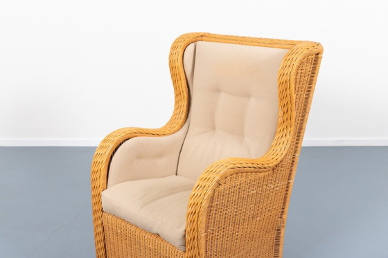 Image 1 of Vintage Italiaanse design fauteuil van riet