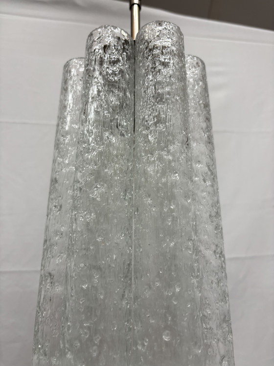 Image 1 of Suspension vintage Doria Leuchten tubes en verre glacé 1960/70