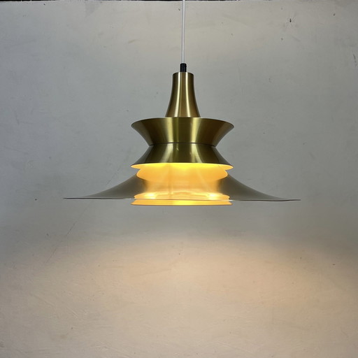 Lyskær Belysning Deense moderne koperen hanglamp, Spoetnik Design, Space Age, jaren 60, 70, industrieel ontwerp, minimalistisch,