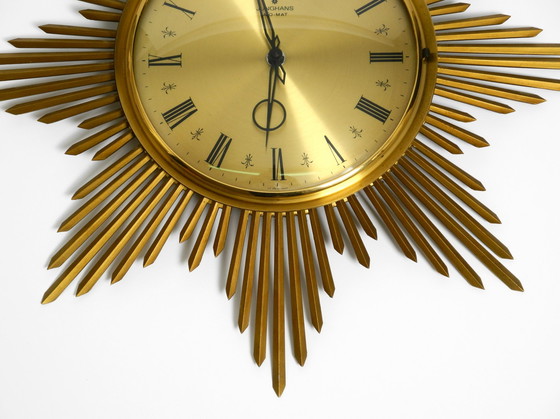 Image 1 of Magnifique horloge murale en laiton des années 1960 de Junghans ATO-MAT.