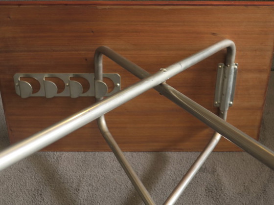 Danish Teak and Aluminium Adjustable Wine or Side Table, 1960s, Wood, Metal, Brown, Scandinavian (photo 5 of 14)