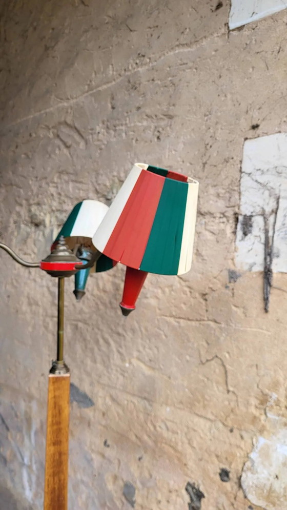 Lampadaire étagère vintage à 3 lumières des années 1950 – Wood, Plastic (photo 4 of 11)