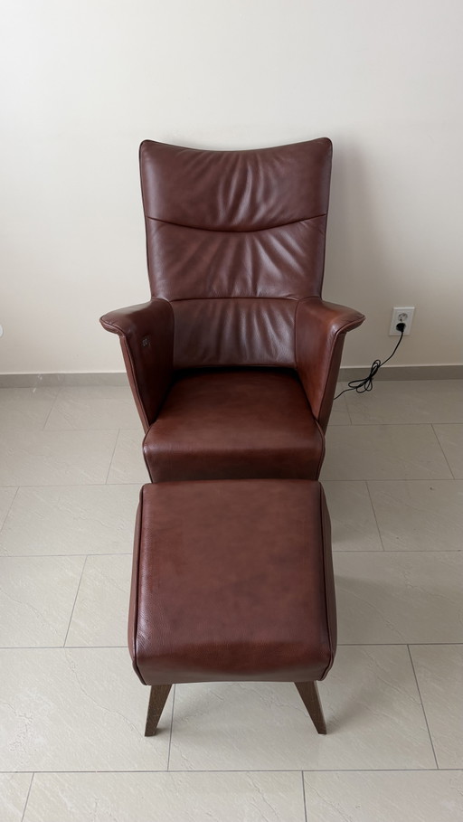 BACCA Leren relaxfauteuil met voetenbank – Leather, Wood (photo 2 of 9)