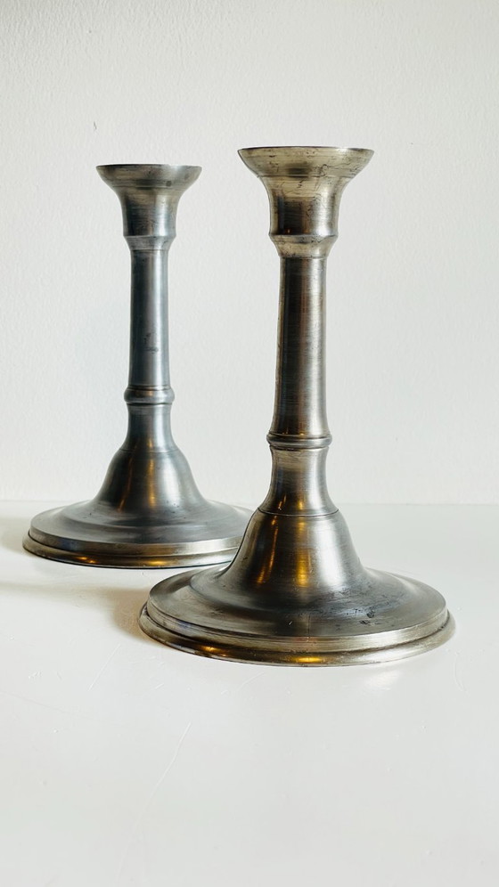 Image 1 of Vintage Silver Metal Candlesticks