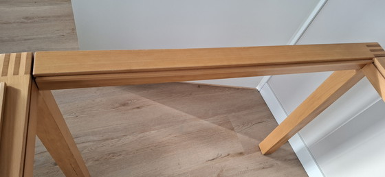 Image 1 of Table wood milk glass