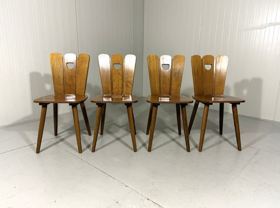 Image 1 of Set of 4 Brutalist farmhouse dining chairs 1950s