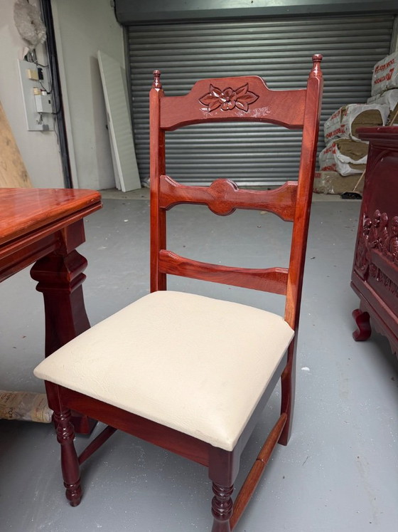 Mahoney Dinner Table With 4 Chairs – Esszimmergarnitur, Textile, Wood (photo 4 of 5)