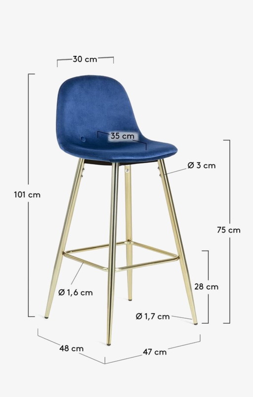 2 velvet bar stools