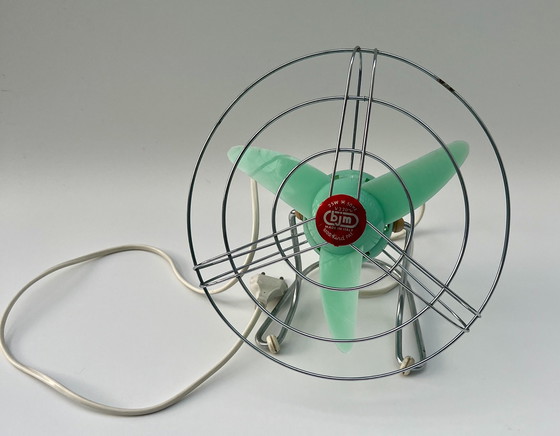 Image 1 of Ventilatore da tavolo vintage italiano “bjm” – verde menta – anni '50/'60