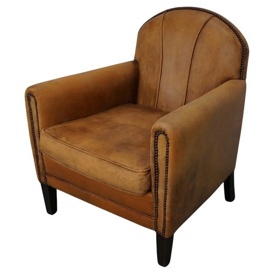 Image 1 of Vintage Nederlandse Cognackleurige Leren Clubfauteuil