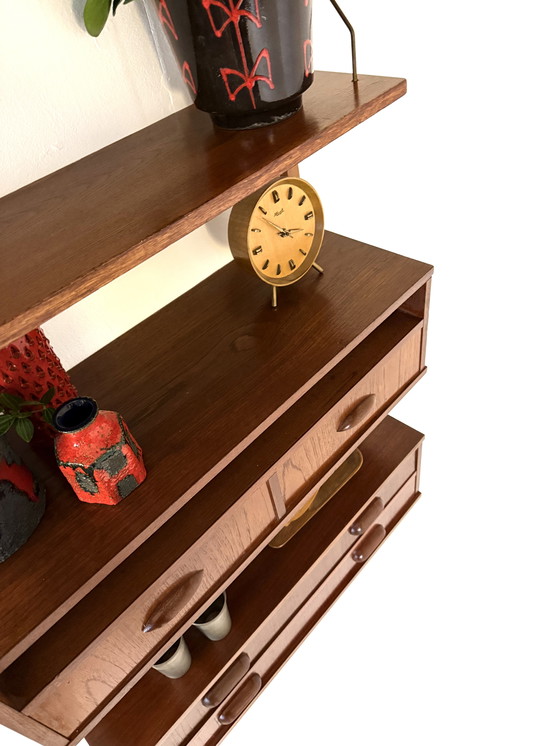 Image 1 of Vintage Danish modular teak wall system '60