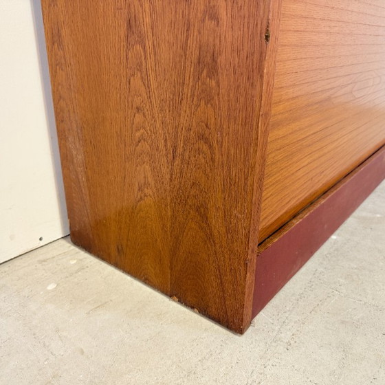 Vintage Oak Tambour Door Cabinet / Filing Cabinet - Mid-Century Modern - Germany 1960s – Wood (photo 13 of 15)