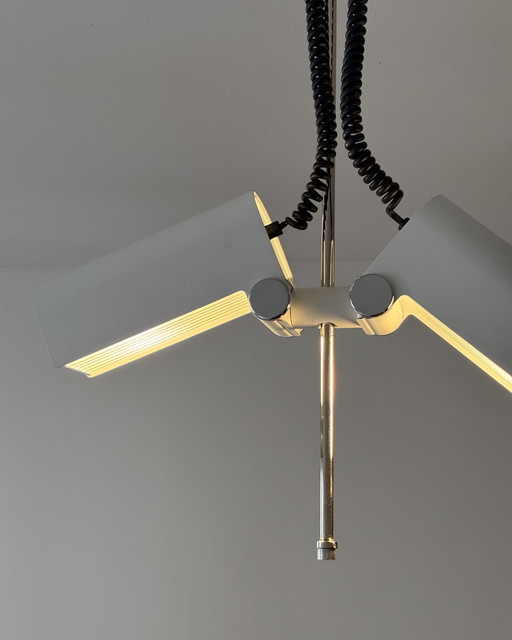 Minimalist Doria Adjustable Pendant Lamp designed by Wilhelm Braun Feldweg, 1960s, Space Age, Mid Century, Industrial Design