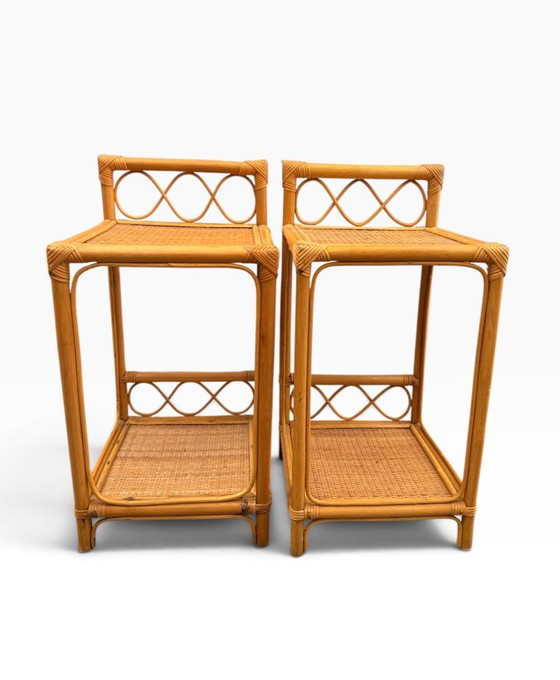 Coppia di Comodini Vintage in Bamboo e Midollino Intrecciato – Bambù (photo 3 of 13)