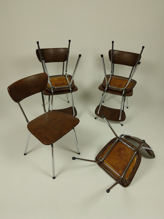 Image 1 of 6 sedie vintage in pelle Skai, anni '60 - '70