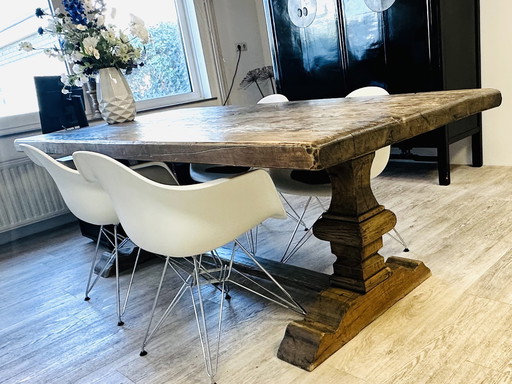 Table de monastère en bois massif 2,18 x 1,04 m