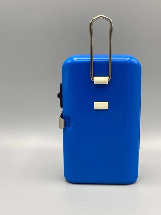 Vintage zaklamp uit de jaren 60 met SPF-bescherming, blauw gelakt metaal en chromen reflector. (photo 3 of 4)