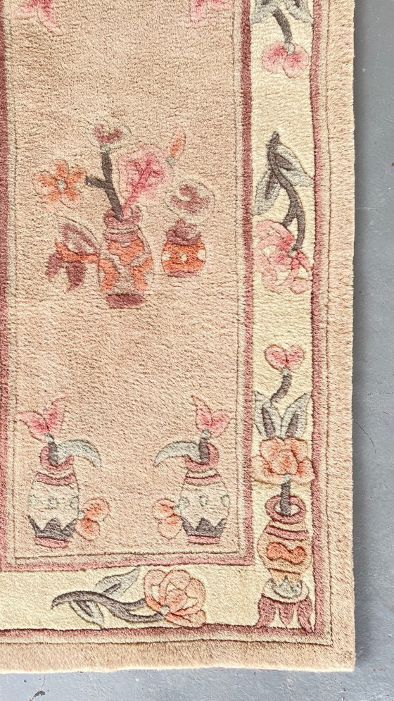 Image 1 of Vintage Chinees tapijt, beige en roze tinten