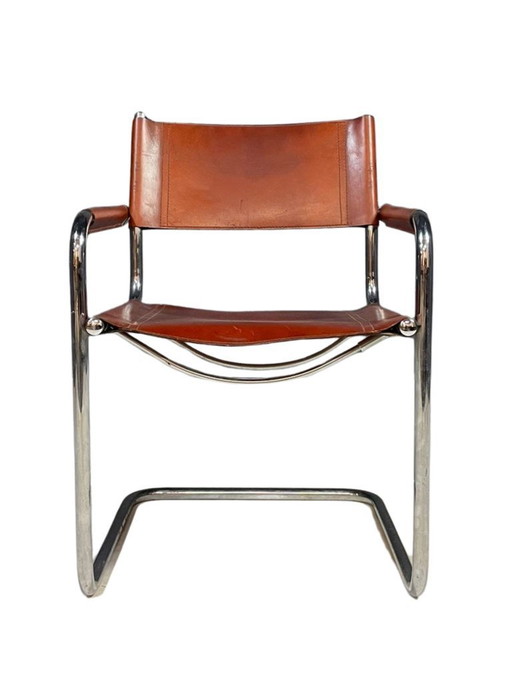 Vintage Chrome and Leather Chair, Marcel Breuer Style, 1970s