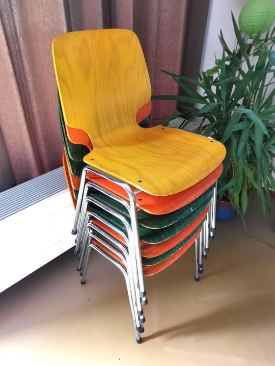 Image 1 of Set di 3 sedie KUSCH CO verde 3 arancione 1 giallo