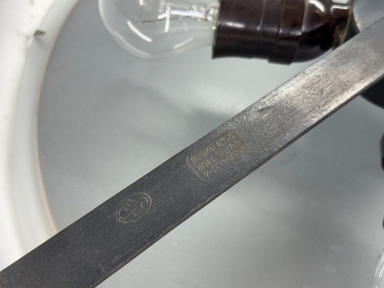 Image 1 of Bauhaus-Kronleuchter in UFO-Form aus Kupfer von Josef Hurka, 1930er Jahre