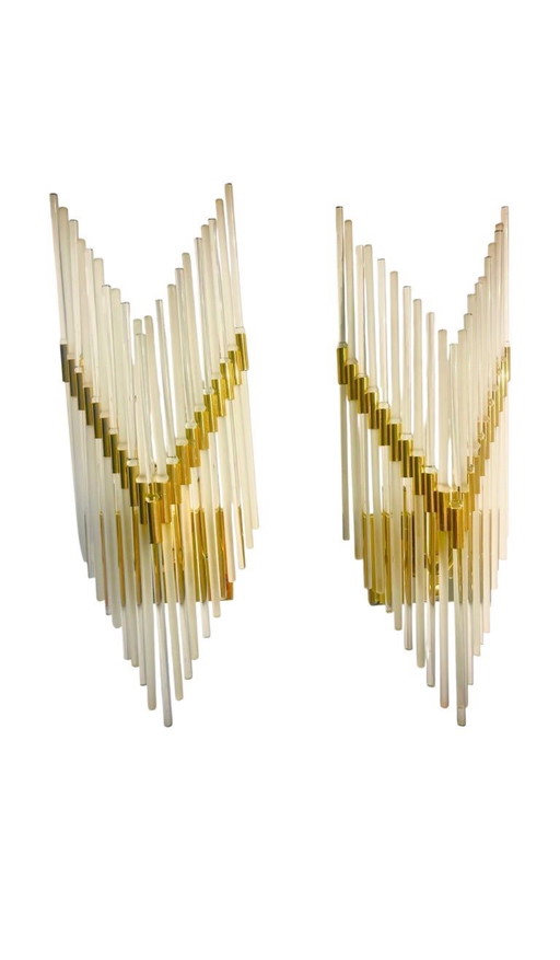 Gaetano Sciolari Glaswandleuchten, Murano-Glas, Paar, Italien, 1970er Jahre