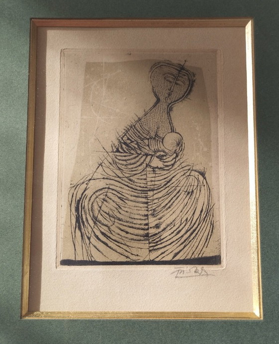 Image 1 of Johnny FRIEDLAENDER. Maternité. 1955. Eau-forte encadrée
